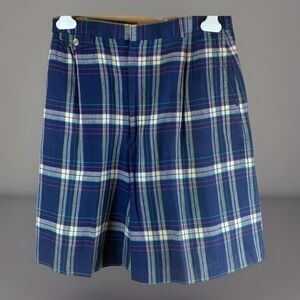Vintage Stanley Blacker Sportswear Womens Plaid Shorts Pleated Sz 12 Run Small